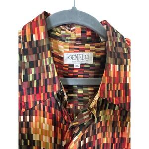Vintage Genelli Mens Button up long sleeve Silk - Retro - Festival - Rave XL